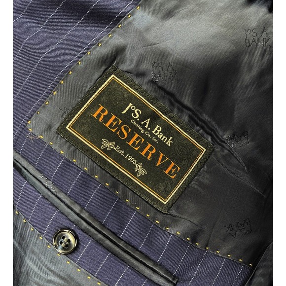 44R JOS A BANK RESERVE mens Blue Pinstripe Lanificio Cerruti 120's Italy Jacket - Picture 6 of 8